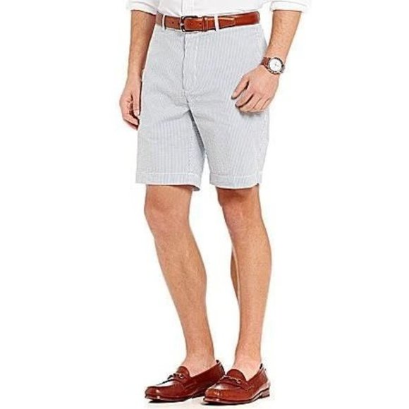 CREMIEUX Madison Seersucker Shorts 9" sz 40 Blue White Striped NWT Beach Wear Me - Picture 1 of 9